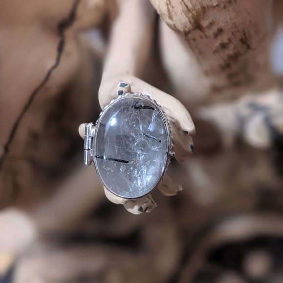 Vintage Sterling Tourmaline Quartz Poison Ring - Picture 8 of 10